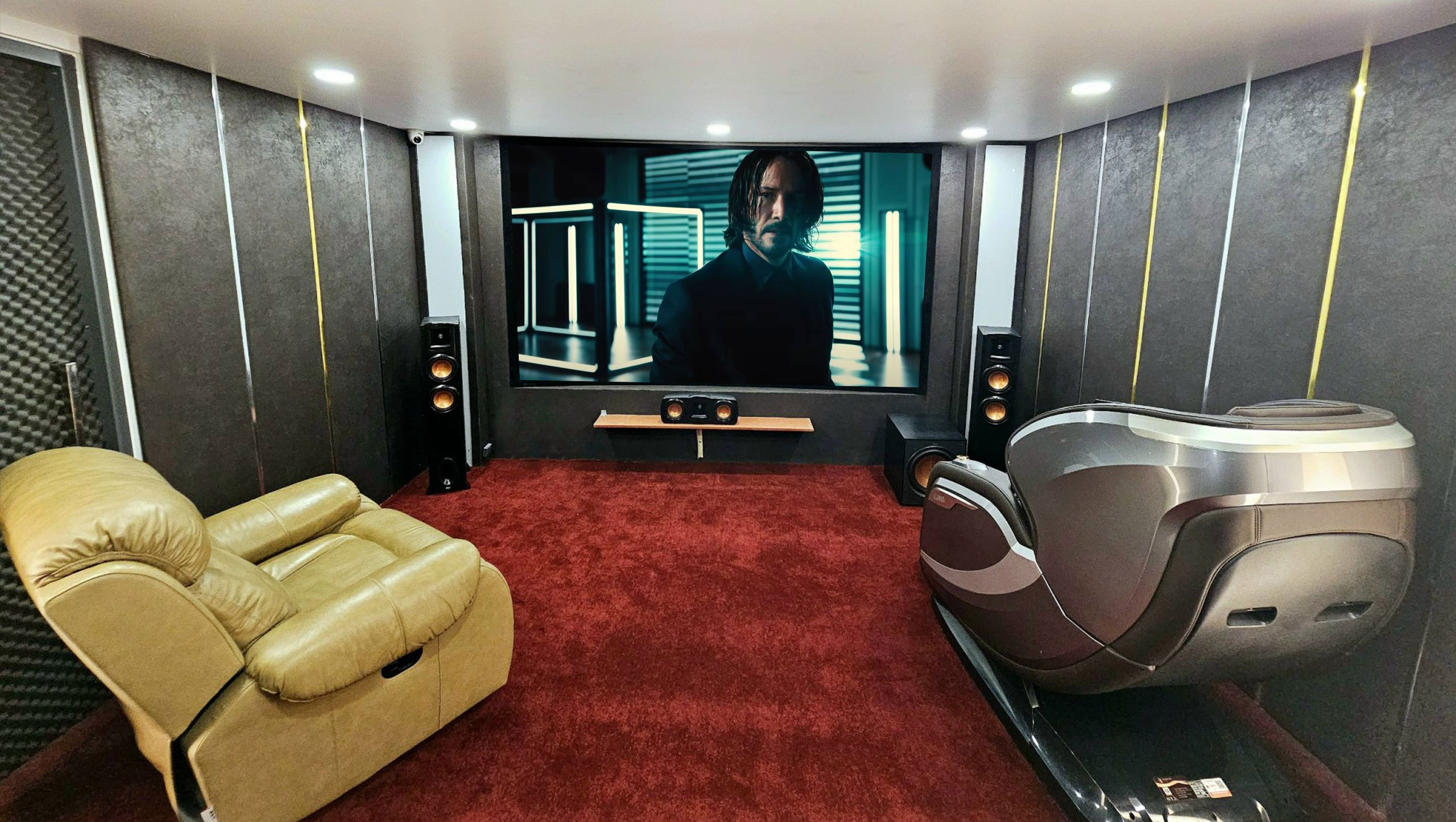 Phong chieu phim gia dinh voi he thong am thanh 5.1 Denon - Klipsch 20