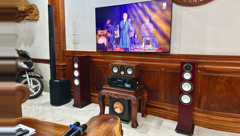 Dan am thanh xem phim Denon - Monitor Audio va dan karaoke Bose L1 Pro8 21
