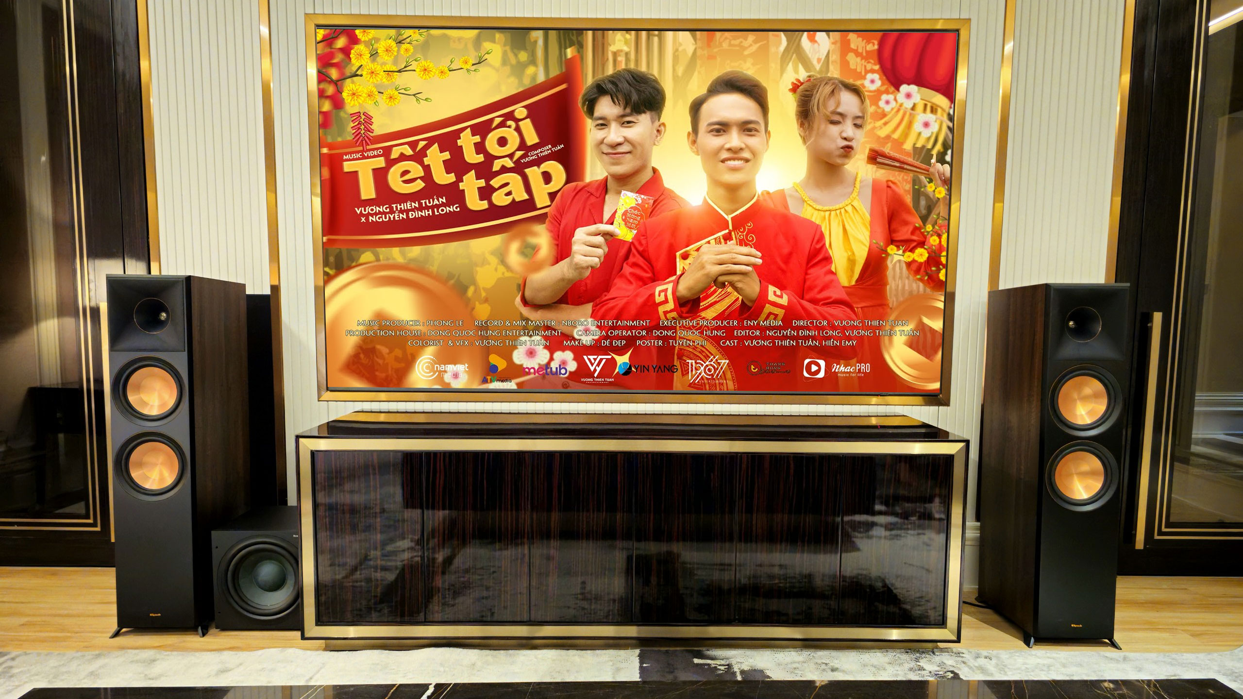 Dan am thanh nghe nhac gia dinh cao cap phoi ghep giua loa Klipsch RP 8000F II va amply Denon 16