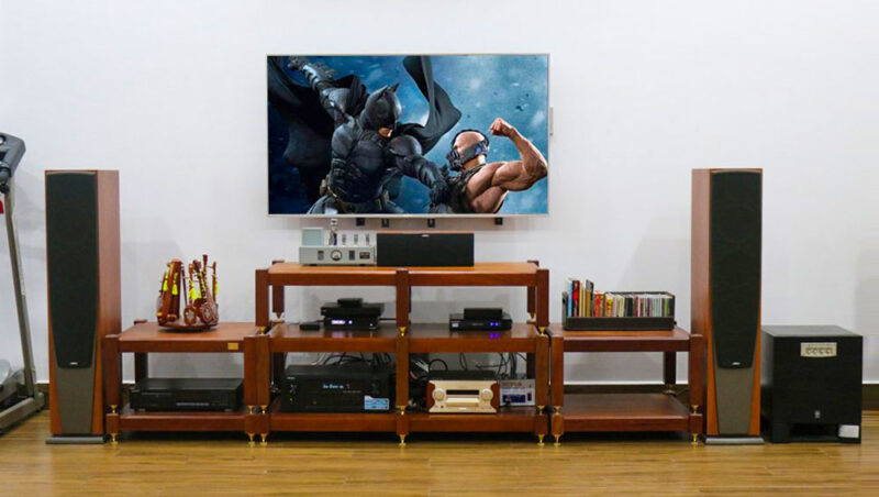 Dan am thanh xem phim gia dinh phoi ghep giua loa Jamo va Denon 11