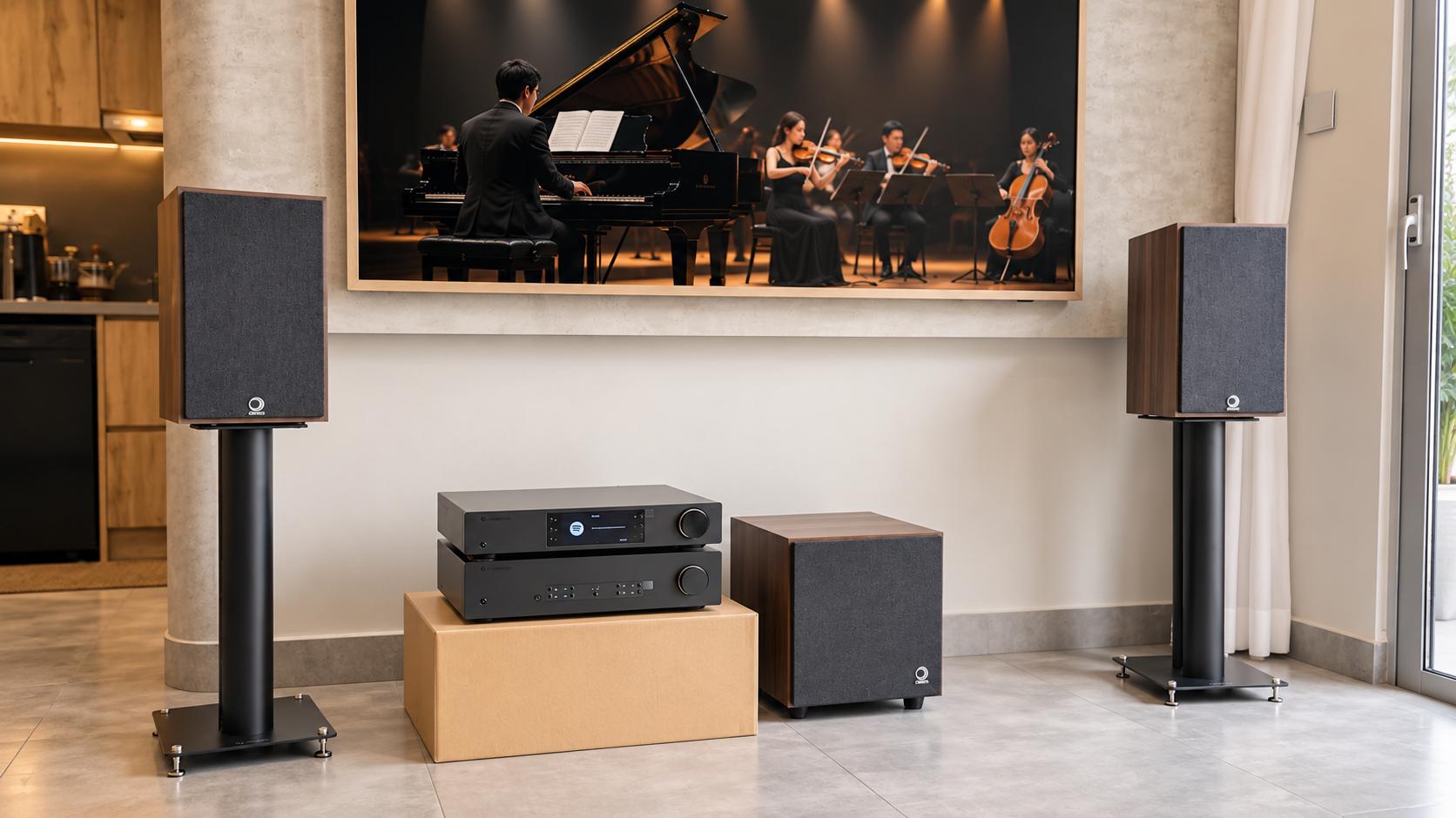 Dan am thanh nghe nhac Elipson Heritage XLS 7 va Cambridge Audio CXN100 SE 01